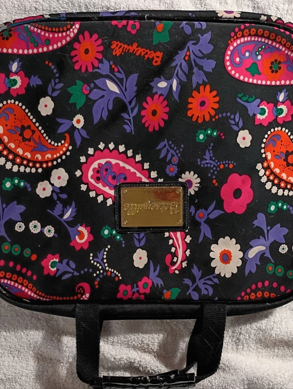 Betsey Johnson Black Paisley Floral Laptop Bag